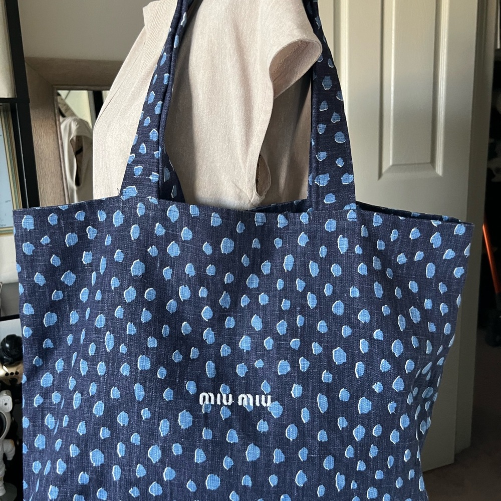 Blue linen shopper, handmade